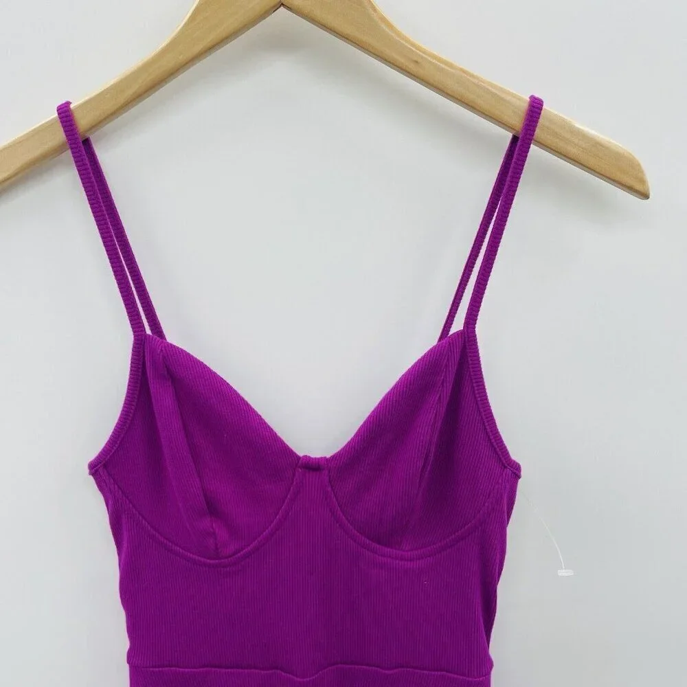 Wild Fable‎ Womens XXS Sleeveless Ribbed Knit Skater A-Line Dress Plum Purple